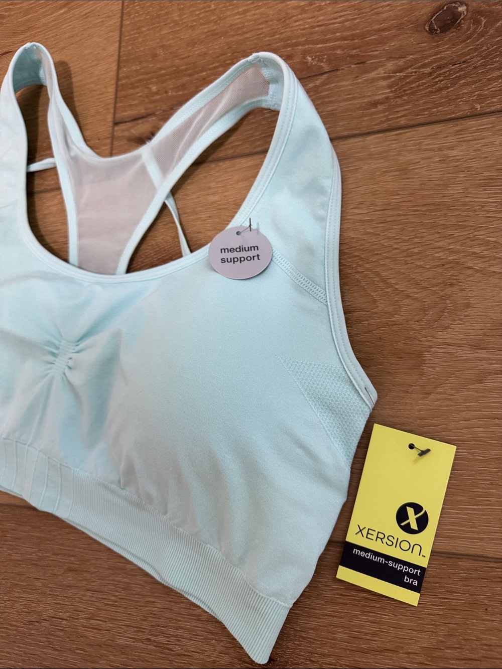 Xersion Light Mint Racerback Seamless Sports Bra - Picture 3 of 7